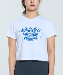 ランニングクラブ クロップ 半袖Tシャツ (ホワイト-ブルー)