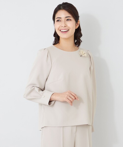 TO BE CHIC(トゥー ビー シック)の「デュアルストレッチバックレース ブラウス(シャツ/ブラウス・レディース・ダークネイビー/ベージュ/ブラック・40)」の2枚目の写真