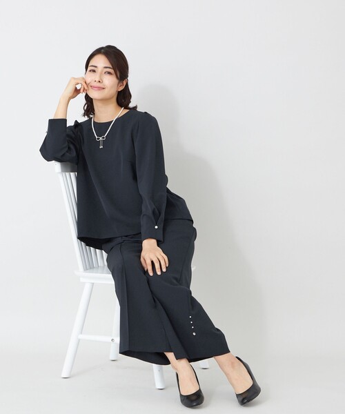 TO BE CHIC(トゥー ビー シック)の「デュアルストレッチバックレース ブラウス(シャツ/ブラウス・レディース・ダークネイビー/ベージュ/ブラック・40)」の12枚目の写真
