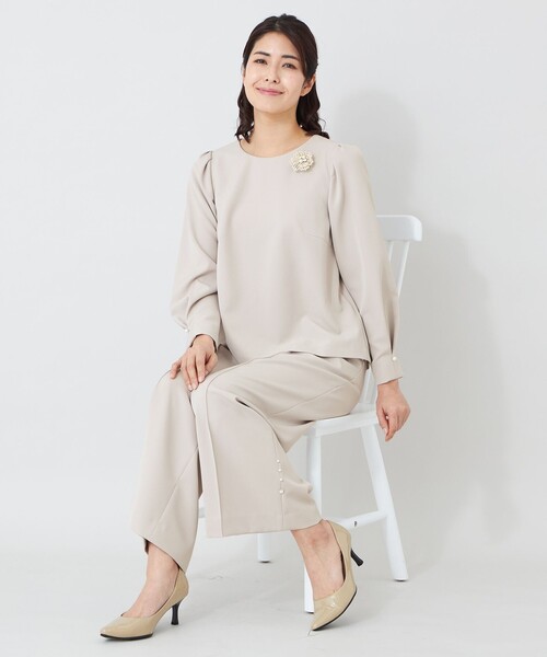 TO BE CHIC(トゥー ビー シック)の「デュアルストレッチバックレース ブラウス(シャツ/ブラウス・レディース・ダークネイビー/ベージュ/ブラック・40)」の10枚目の写真
