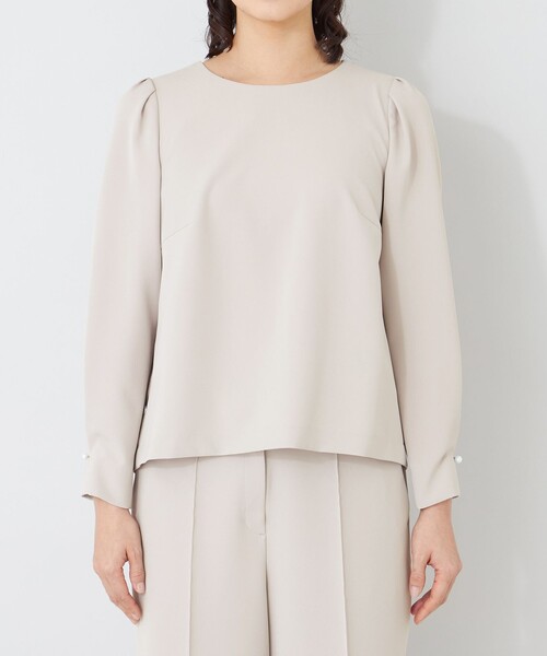 TO BE CHIC(トゥー ビー シック)の「デュアルストレッチバックレース ブラウス(シャツ/ブラウス・レディース・ダークネイビー/ベージュ/ブラック・40)」の9枚目の写真