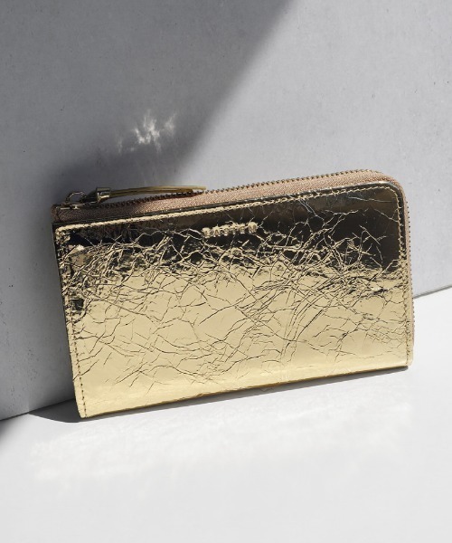 セール】長財布 レディース 本革 カードケース メタリック スキミング