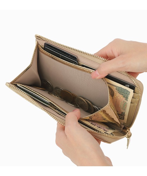 LASIEM(ラシエム)の「長財布 レディース 本革 カードケース メタリック スキミング防止(財布・レディース・シルバー/ブラック×シルバー/ゴールド/ブロンズ・FREE)」の5枚目の写真