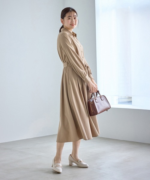 ROPE' PICNIC(ロペピクニック)の「リボンシャツワンピース(シャツワンピース・レディース・ベージュ/ネイビー・M/S/L)」の3枚目の写真