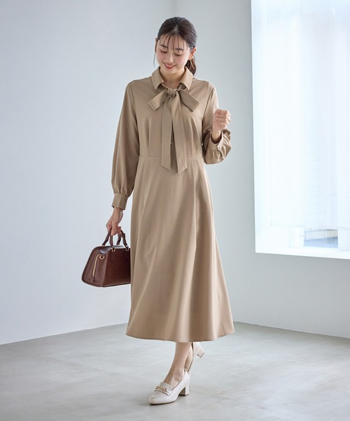 ROPE' PICNIC(ロペピクニック)の「リボンシャツワンピース(シャツワンピース・レディース・ベージュ/ネイビー・M/S/L)」の6枚目の写真
