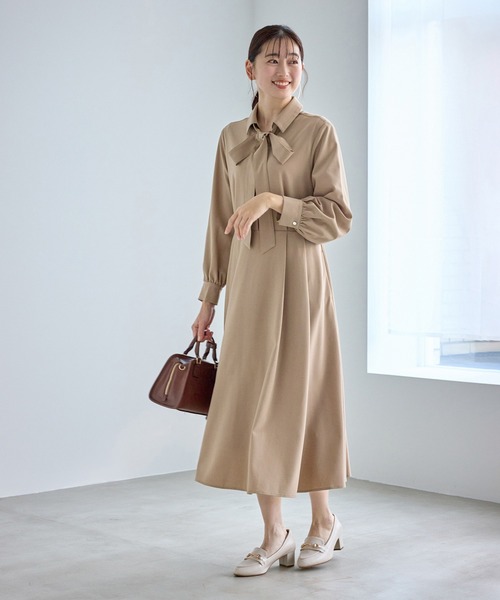 ROPE' PICNIC(ロペピクニック)の「リボンシャツワンピース(シャツワンピース・レディース・ベージュ/ネイビー・M/S/L)」の7枚目の写真
