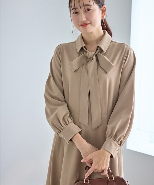 ROPE' PICNIC(ロペピクニック)の「リボンシャツワンピース(シャツワンピース・レディース・ベージュ/ネイビー・M/S/L)」の8枚目の写真