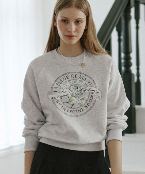 NONLOCAL(ノンローカル)の「Lily Print Sweatshirt - Light Grey(スウェット・レディース・その他・FREE)」の1枚目の写真