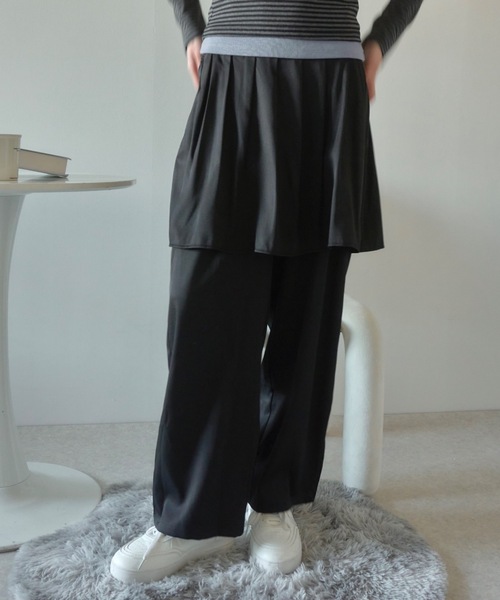 Birthday room（バースデイルーム）の「プリーツライクスカートパンツ/pleated like skirt pants（スラックス・レディース・グレー/ブラック・FREE）」の3枚目の写真