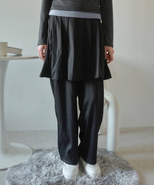 Birthday room（バースデイルーム）の「プリーツライクスカートパンツ/pleated like skirt pants（スラックス・レディース・グレー/ブラック・FREE）」の9枚目の写真