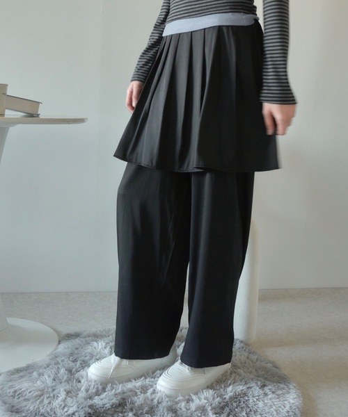 Birthday room（バースデイルーム）の「プリーツライクスカートパンツ/pleated like skirt pants（スラックス・レディース・グレー/ブラック・FREE）」の10枚目の写真