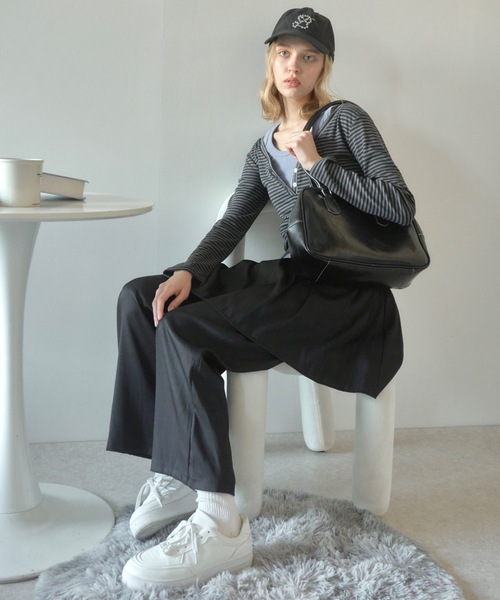 Birthday room（バースデイルーム）の「プリーツライクスカートパンツ/pleated like skirt pants（スラックス・レディース・グレー/ブラック・FREE）」の11枚目の写真