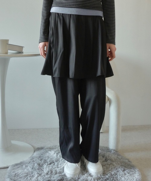 Birthday room（バースデイルーム）の「プリーツライクスカートパンツ/pleated like skirt pants（スラックス・レディース・グレー/ブラック・FREE）」の13枚目の写真