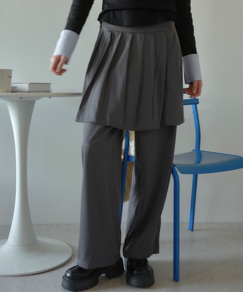 Birthday room（バースデイルーム）の「プリーツライクスカートパンツ/pleated like skirt pants（スラックス・レディース・グレー/ブラック・FREE）」の5枚目の写真
