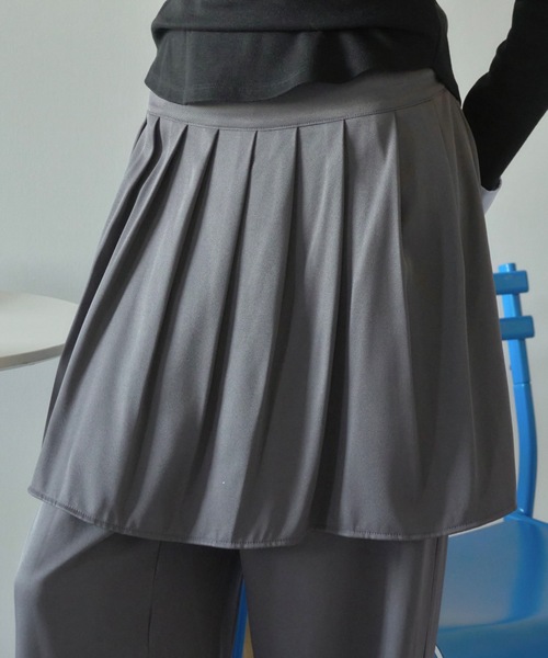 Birthday room（バースデイルーム）の「プリーツライクスカートパンツ/pleated like skirt pants（スラックス・レディース・グレー/ブラック・FREE）」の6枚目の写真
