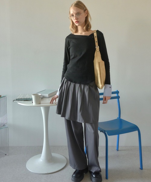 Birthday room（バースデイルーム）の「プリーツライクスカートパンツ/pleated like skirt pants（スラックス・レディース・グレー/ブラック・FREE）」の7枚目の写真