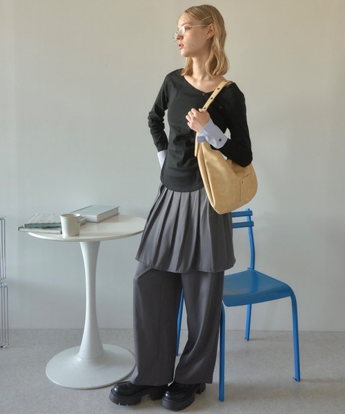 Birthday room（バースデイルーム）の「プリーツライクスカートパンツ/pleated like skirt pants（スラックス・レディース・グレー/ブラック・FREE）」の8枚目の写真