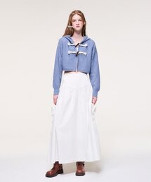 Shirring Pocket Long Skirt, Ivory