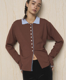 Firsthand | Firsthand/ファーストハンド 配色 デザイン フェイク レイヤード ポロニット カーディガン / ロングスリーブ(カーディガン/ボレロ)