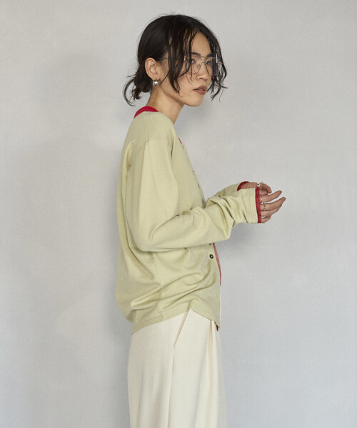 Firsthand（ファーストハンド）の「Firsthand/ファーストハンド 配色 デザイン フェイク レイヤード ポロニット カーディガン / ロングスリーブ（カーディガン/ボレロ・レディース・ネイビー/ブラウン/ミント・FREE）」の20枚目の写真