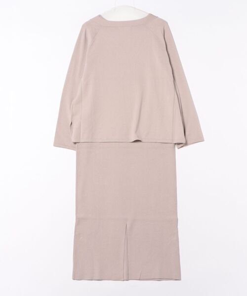 Doux archives（ドゥアルシーヴ）の「VネックニットSETリブワンピース（ワンピース・レディース・ミント/グレイッシュベージュ/チャコールグレー・FREE）」の5枚目の写真