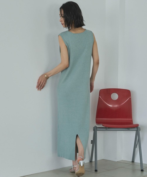 Doux archives（ドゥアルシーヴ）の「VネックニットSETリブワンピース（ワンピース・レディース・ミント/グレイッシュベージュ/チャコールグレー・FREE）」の10枚目の写真