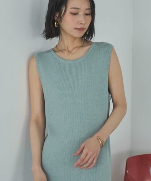 Doux archives（ドゥアルシーヴ）の「VネックニットSETリブワンピース（ワンピース・レディース・ミント/グレイッシュベージュ/チャコールグレー・FREE）」の11枚目の写真
