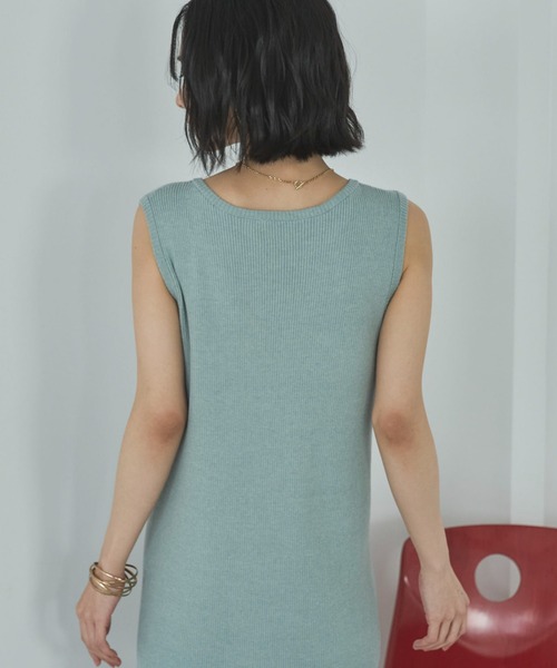 Doux archives（ドゥアルシーヴ）の「VネックニットSETリブワンピース（ワンピース・レディース・ミント/グレイッシュベージュ/チャコールグレー・FREE）」の14枚目の写真