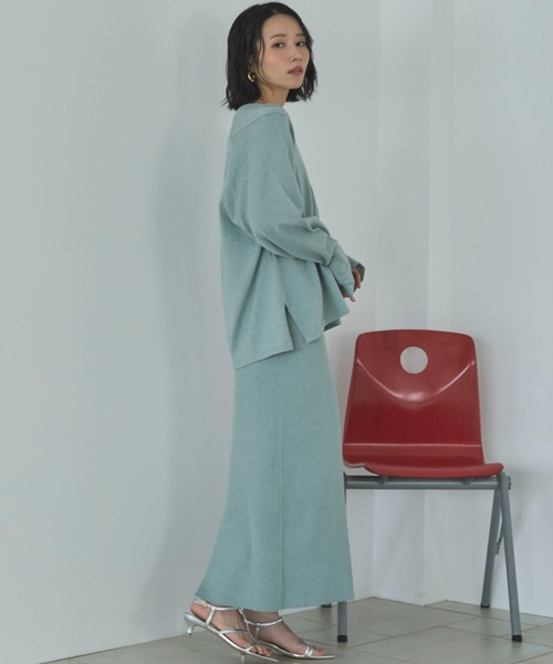 Doux archives（ドゥアルシーヴ）の「VネックニットSETリブワンピース（ワンピース・レディース・ミント/グレイッシュベージュ/チャコールグレー・FREE）」の18枚目の写真