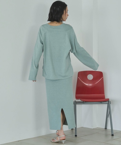 Doux archives（ドゥアルシーヴ）の「VネックニットSETリブワンピース（ワンピース・レディース・ミント/グレイッシュベージュ/チャコールグレー・FREE）」の20枚目の写真