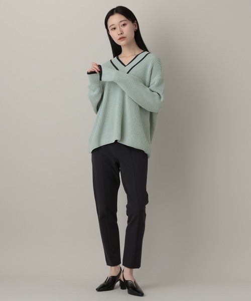 A part by（アパートバイ）の「チルデンニット（ニット/セーター・レディース・ライトブルー/オフホワイト・FREE）」の4枚目の写真