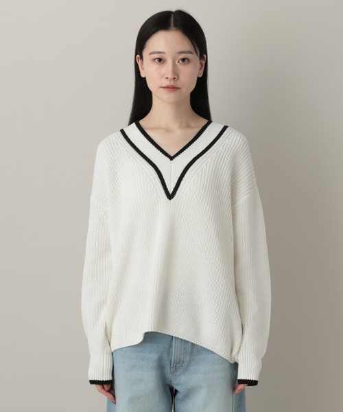 A part by（アパートバイ）の「チルデンニット（ニット/セーター・レディース・ライトブルー/オフホワイト・FREE）」の16枚目の写真