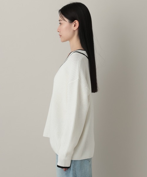 A part by（アパートバイ）の「チルデンニット（ニット/セーター・レディース・ライトブルー/オフホワイト・FREE）」の17枚目の写真