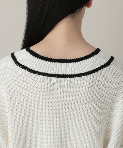 A part by（アパートバイ）の「チルデンニット（ニット/セーター・レディース・ライトブルー/オフホワイト・FREE）」の8枚目の写真