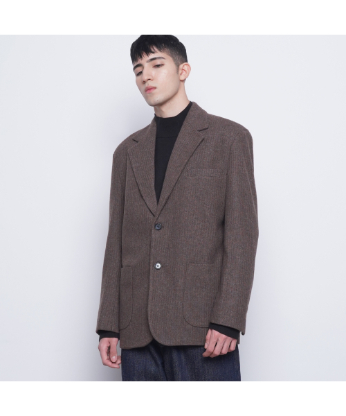 THE-ABON（エイボン）の「M08 bos wool knit jacket brown（テーラードジャケット・メンズ・ブラウン・M/L）」の2枚目の写真