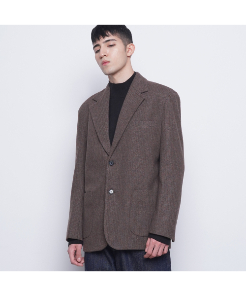 THE-ABON（エイボン）の「M08 bos wool knit jacket brown（テーラードジャケット・メンズ・ブラウン・M/L）」の3枚目の写真