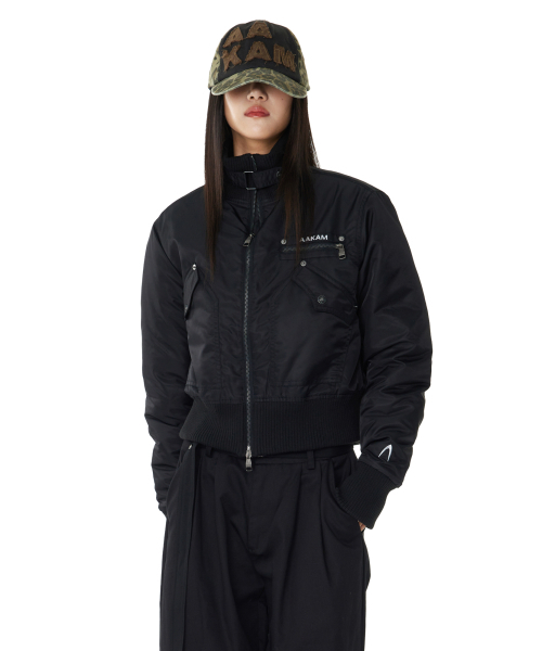 セール】High-Neck Bomber Jacket (Black)（MA-1）｜AAKAM（アーカム