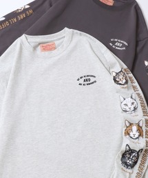 Animal Sleeve Print T-Shirt/アニマル 袖プリント オーバーサイズ 長袖Tシャツ ロンT レディース メンズ