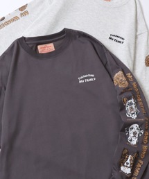 Animal Sleeve Print T-Shirt/アニマル 袖プリント オーバーサイズ 長袖Tシャツ ロンT レディース メンズ
