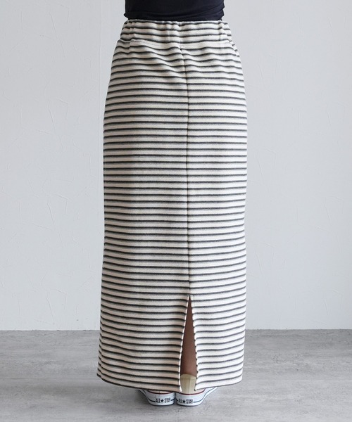 reca（レカ）の「パイル配色ボーダーナロースカート（スカート・レディース・ブラウン/アイボリー・FREE）」の14枚目の写真