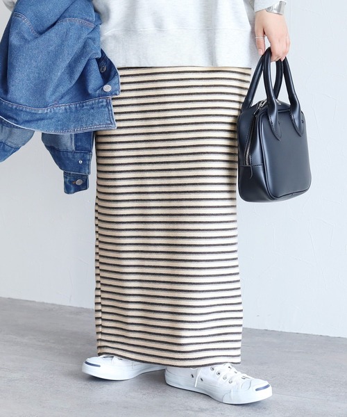 reca（レカ）の「パイル配色ボーダーナロースカート（スカート・レディース・ブラウン/アイボリー・FREE）」の3枚目の写真