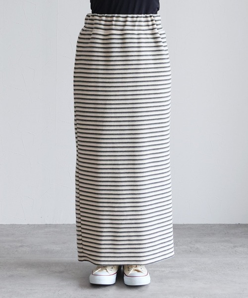 reca（レカ）の「パイル配色ボーダーナロースカート（スカート・レディース・ブラウン/アイボリー・FREE）」の12枚目の写真