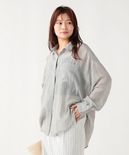 BEAMS HEART(ビームスハート)の「ボイル シャンブレー シャツ(シャツ/ブラウス・レディース・ベージュ/グレー/ピンク/イエロー・FREE)」の2枚目の写真