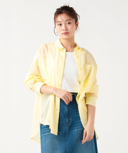 BEAMS HEART(ビームスハート)の「ボイル シャンブレー シャツ(シャツ/ブラウス・レディース・ベージュ/グレー/ピンク/イエロー・FREE)」の4枚目の写真