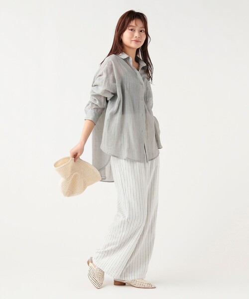 BEAMS HEART(ビームスハート)の「ボイル シャンブレー シャツ(シャツ/ブラウス・レディース・ベージュ/グレー/ピンク/イエロー・FREE)」の5枚目の写真