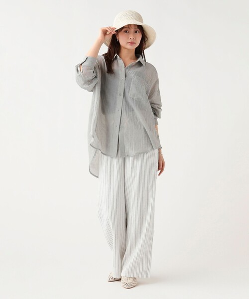 BEAMS HEART(ビームスハート)の「ボイル シャンブレー シャツ(シャツ/ブラウス・レディース・ベージュ/グレー/ピンク/イエロー・FREE)」の6枚目の写真