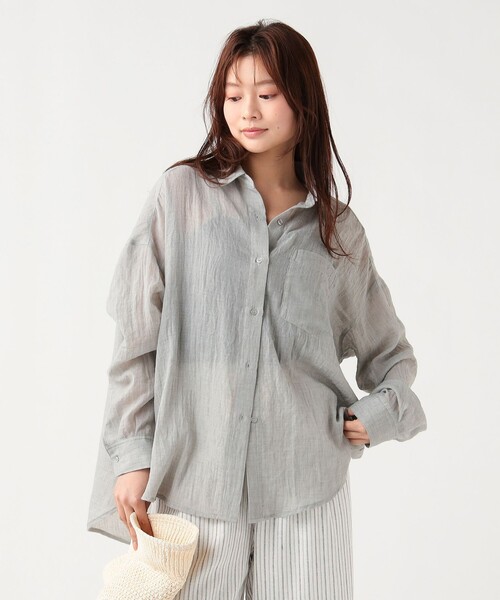 BEAMS HEART(ビームスハート)の「ボイル シャンブレー シャツ(シャツ/ブラウス・レディース・ベージュ/グレー/ピンク/イエロー・FREE)」の7枚目の写真