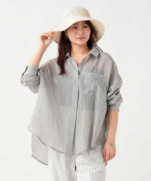 BEAMS HEART(ビームスハート)の「ボイル シャンブレー シャツ(シャツ/ブラウス・レディース・ベージュ/グレー/ピンク/イエロー・FREE)」の8枚目の写真