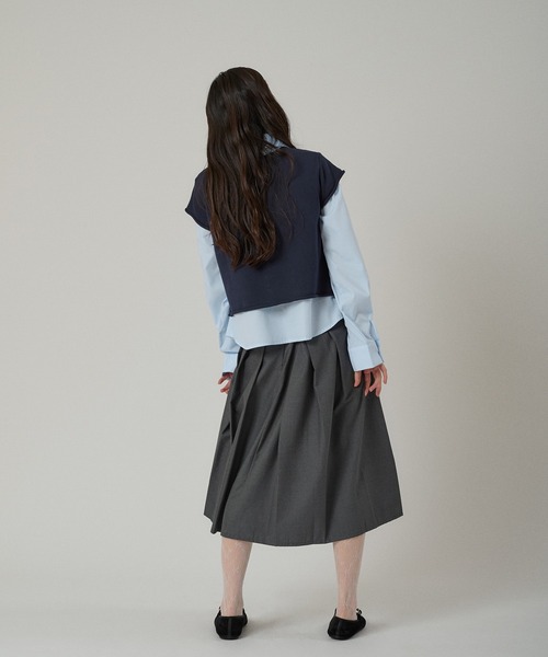 MUHET(ミュエータ)の「layered-look knit shirt top / ドッキングレイヤード風ニットシャツ(シャツ/ブラウス・レディース・グレー/ピンク/ネイビー/ブラウン・FREE)」の11枚目の写真