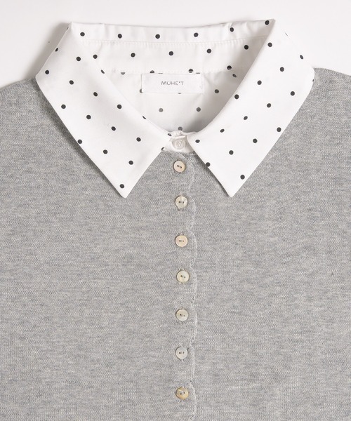 MUHET(ミュエータ)の「layered-look knit shirt top / ドッキングレイヤード風ニットシャツ(シャツ/ブラウス・レディース・グレー/ピンク/ネイビー/ブラウン・FREE)」の21枚目の写真